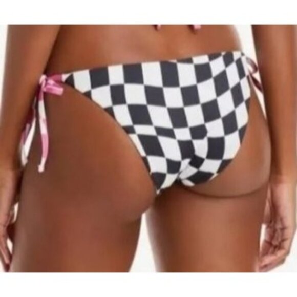 NEW Solid & Striped Iris Reversible Bikini Bottoms Checkered Wht/Blk/Pink S - Picture 3 of 10